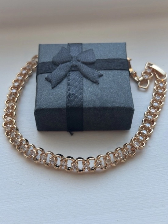 Jewelry - Rose Gold Plated Link Bracelet Dainty CZ Tennis Style Bracelet Elegant